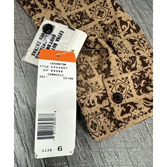 Rena Rowan Skirt 2 Piece Set Womens 10 Tan Button Blouse Pleated Pockets 90s NWT - Picture 6 of 12